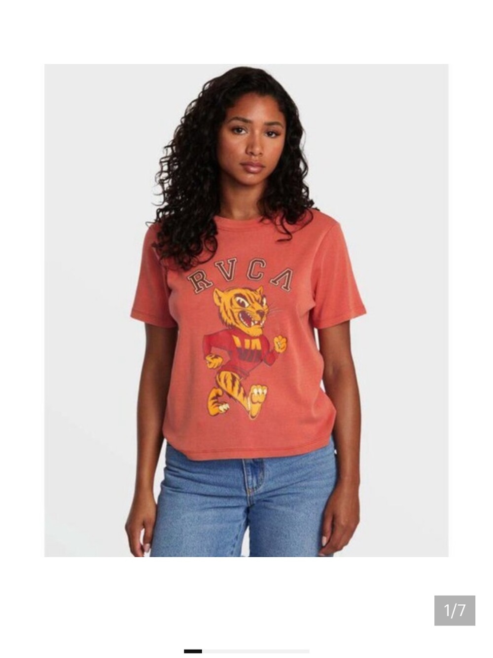 RVCA Coral Red Crewneck Graphic Tee
